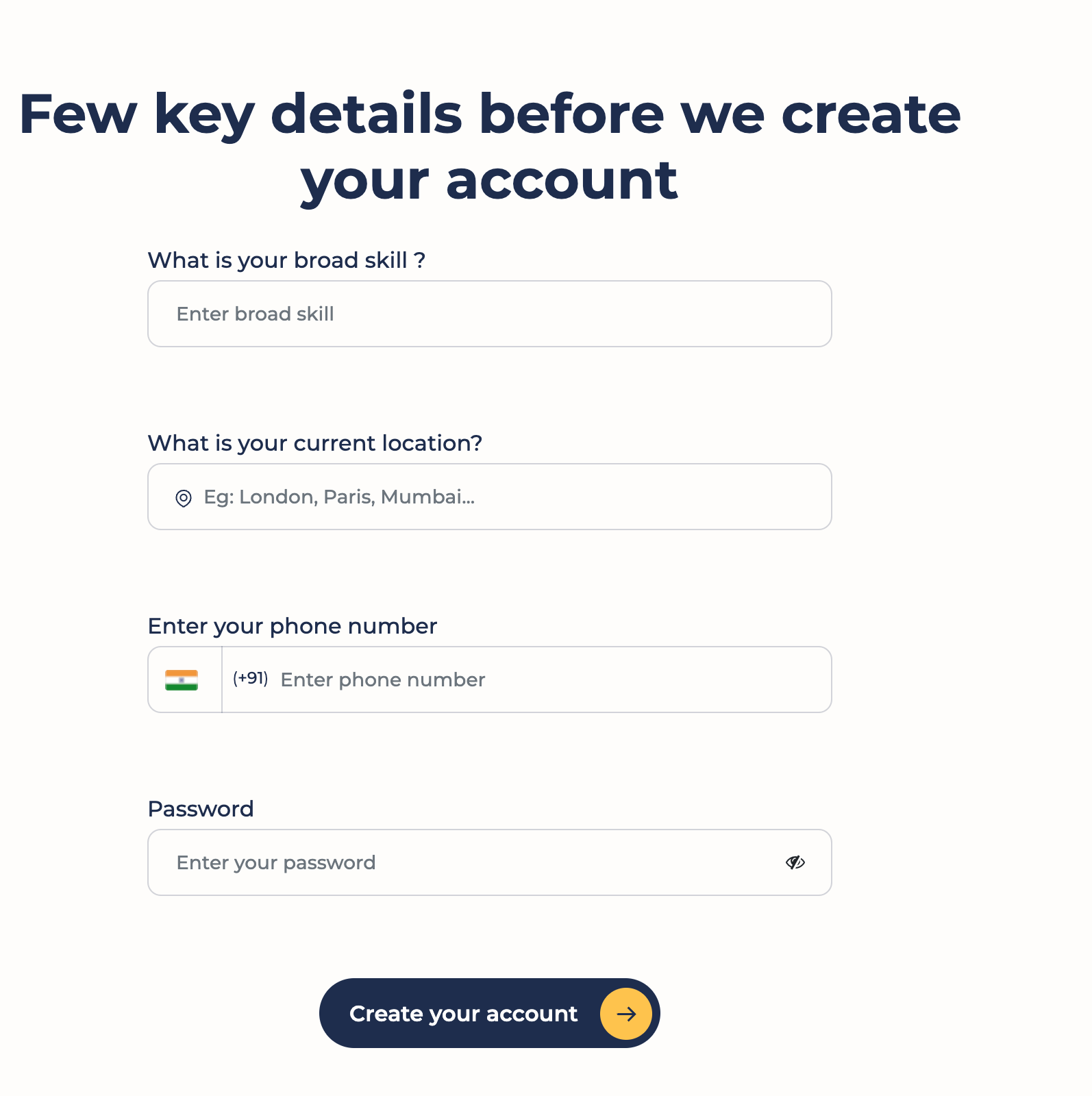 Additional details to create your FI account